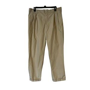 Jos A Banks Khaki Pants Mens 36 x 29 Vintage Wide Leg Cuffed Hem Relaxed